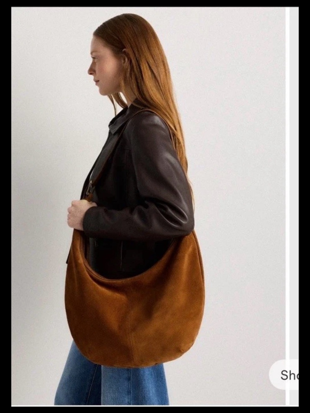 Quince Suede Hobo Bag in Chestnut
